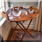F12. Starbay butler's table with compass rose inlay. 30”h x 55”w x 31”d 